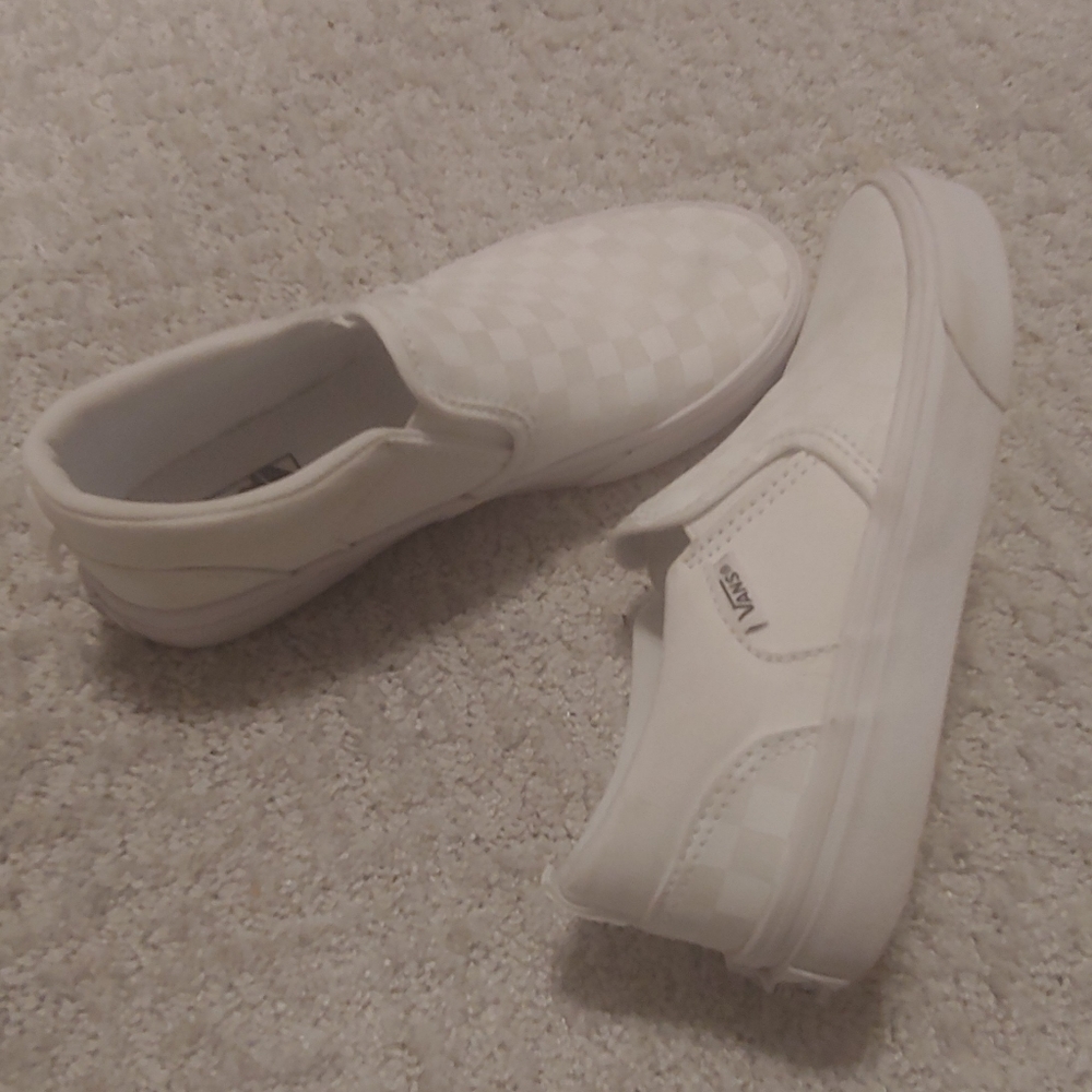 Vans white checkerboard slip one girls size 3